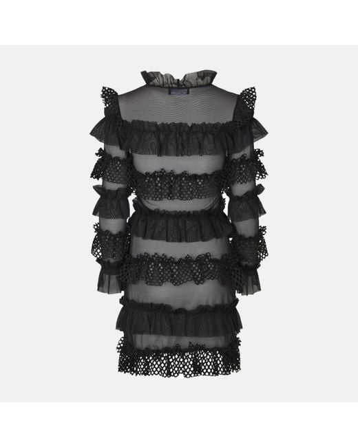 OW Collection Black Grace Ruffle Dress
