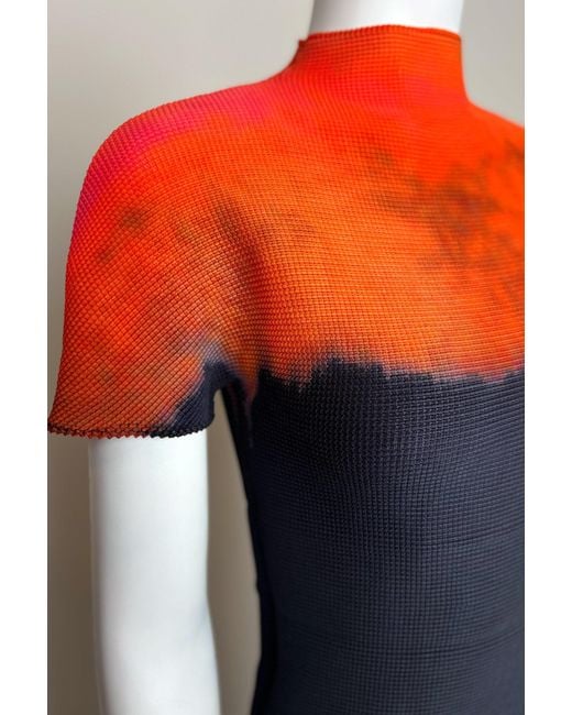 Wild Cosmos Orange Scarlett Ombre Honeycomb Texture Top