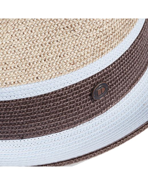 Dasmarca Hats Blue Neutrals Dasmarca Verona Sky Lightweight Summer Two Tone Straw Fedora Hat For And for men