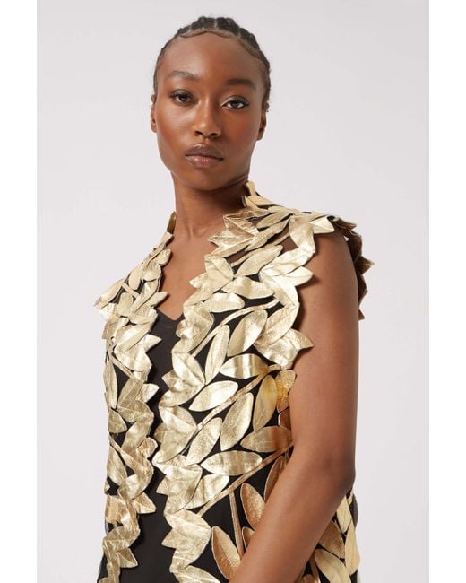 James Lakeland Metallic Long Leaf Leather Gilet