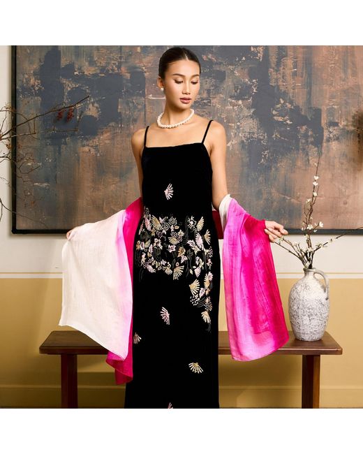 Silk and Bears Pink Hot Ombre Hand-Dyed Silk Scarf – Mulberry Silk Wrap