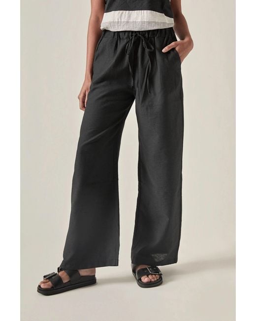 James Lakeland Black Linen Blend Drawstring Trousers