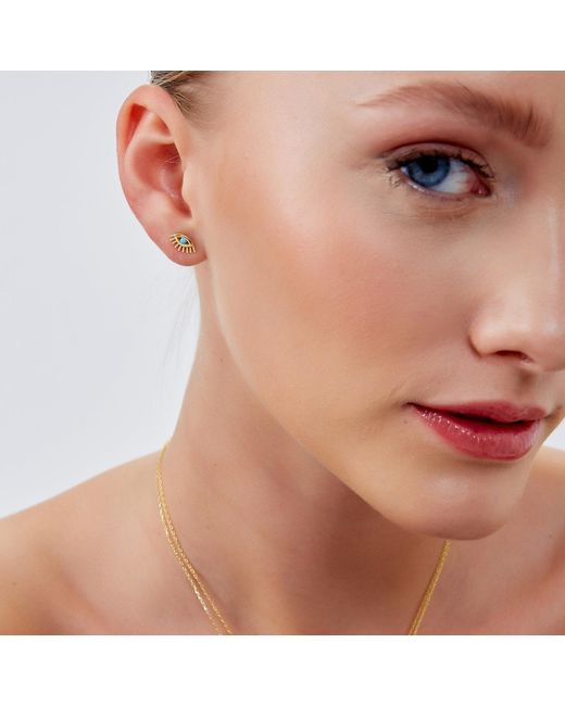 Spero London Metallic Bleu Eye Stud Earring Sterling