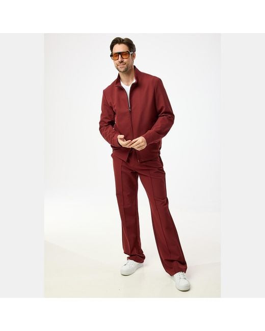 DAVID WEJ Red Ashford Relaxed Zip Through Jacket for men