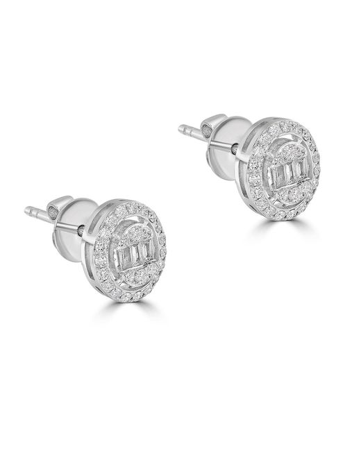Artisan Metallic Diamond Double Halo Cluster Stud Earrings