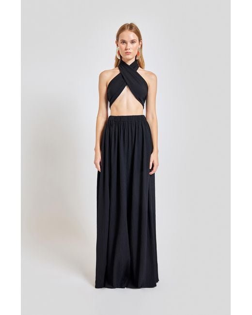 Lilamie Black Amalfi Cross Neck Summer Bustier Top