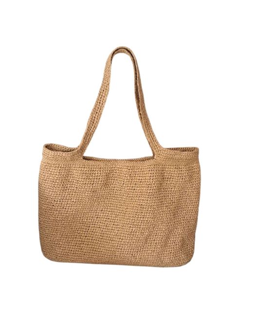 Springmoonatelier Natural Neutrals Handmade Raffia Oversized Tote Bag – Perfect For Shopping & Beach Days