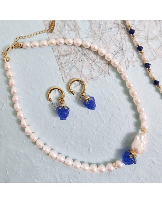 Farra Metallic Freshwater Pearls With Raspberry Necklace