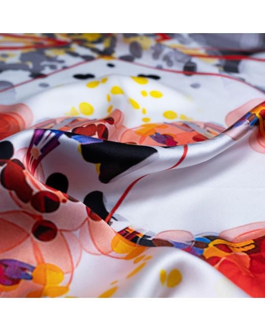 Lilia Munn Red Geometric Play Silk Scarf