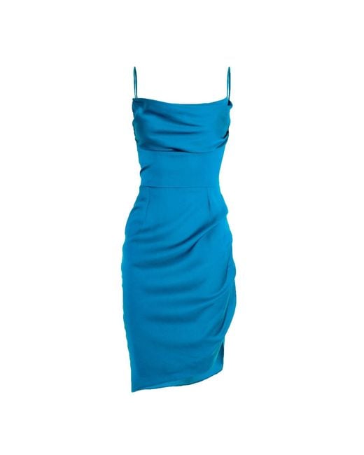 AVENUE No.29 Blue Midi Slip Dress With Side Gathering