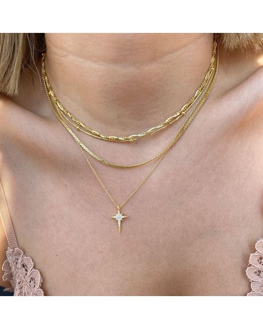 Spero London Metallic Northern Star Polaris Starburst Sterling Necklace & Stud Earring Set