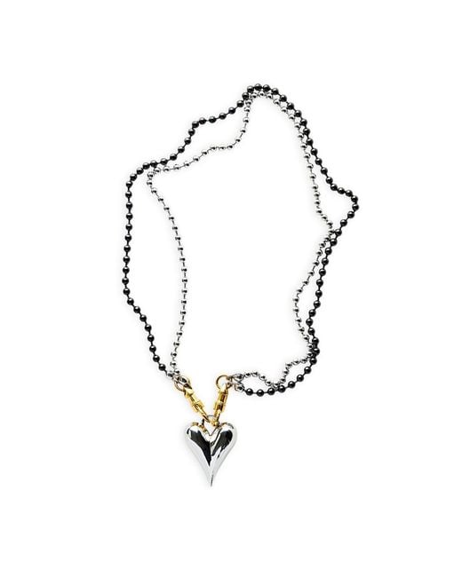 Kirei Metallic Chrome Heart Necklace – Stainless Steel With Mixed Finishes