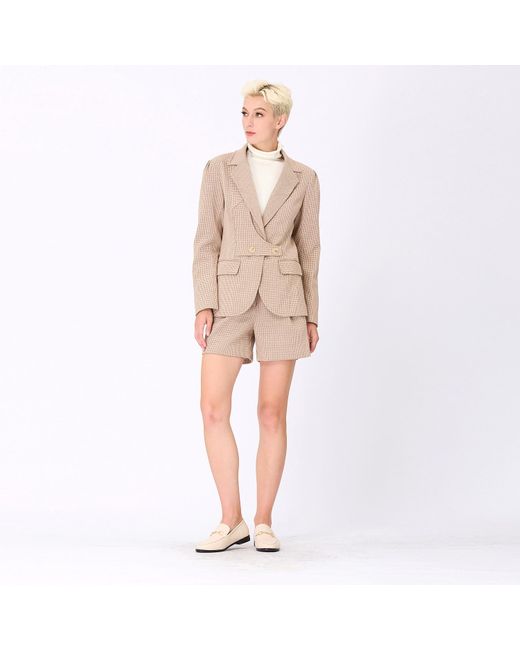 Smart and Joy Gray Micro Houndstooth Strap-On-Side-Waist Jacket
