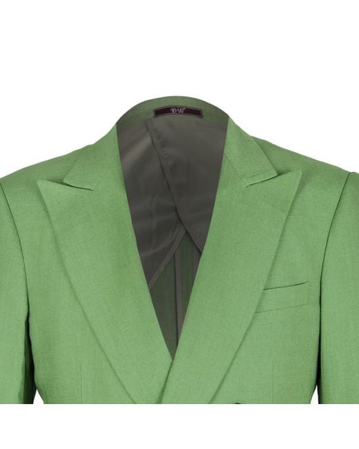 DAVID WEJ Green Hugo Linen Double Breasted Suit for men