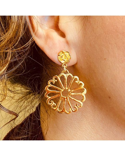 Lexi Jewelry Metallic Love-Me-Not Sun Flower Earrings
