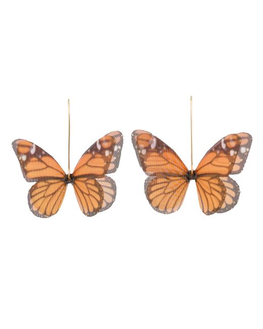 Oana Savu Brown Silk Butterfly Wire Dangle Earrings Fairy Wings