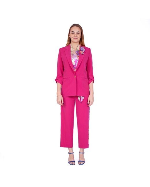 Lalipop Design Pink Wide Leg Tailored Cropped Fuchsia Pants
