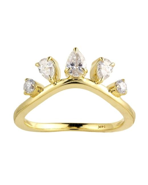 Artisan Metallic 14K Pear Cut Diamond Crown Ring