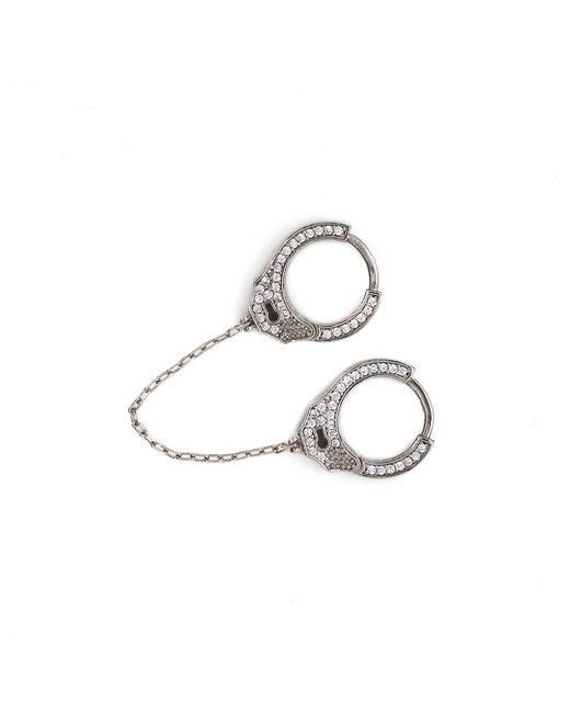 Ebru Jewelry White Sterling & Diamond Handcuff Design Earring