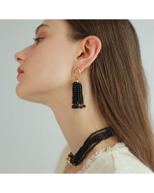 Retro Chic Black Agate Tassel Necklace