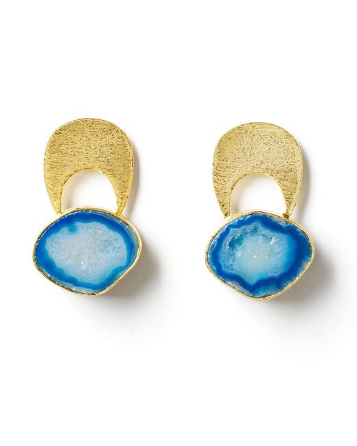 YAA YAA LONDON Blue Quietly Confident Agate Crystal Earrings