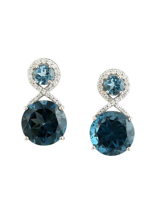 Artisan Blue 14K London Topaz & Diamond Drop Earrings