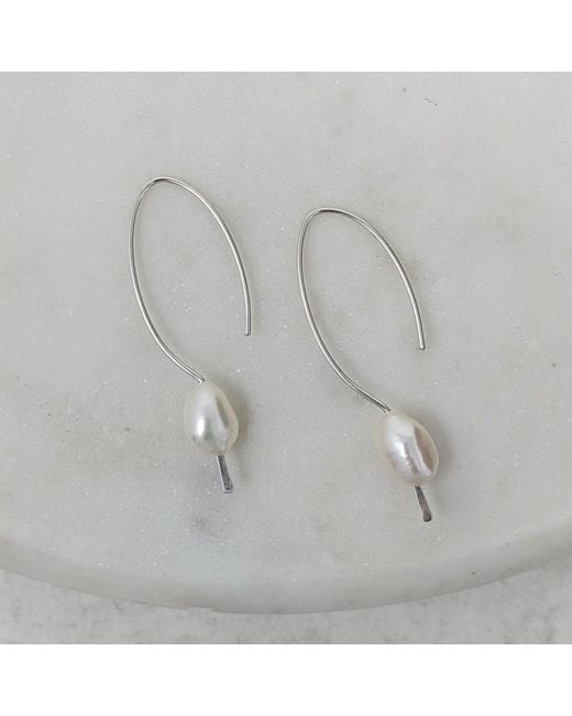 Kiri & Belle White Millie Pearl Pull Through Sterling Earrings