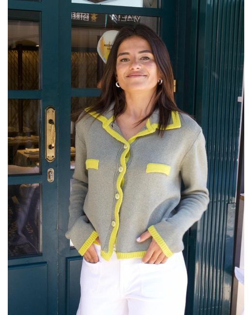 Mind Traveler Green Pistachio Trim Knit Teresa Cardigan