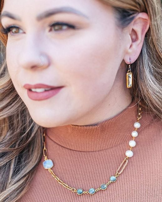 Loni Paul Jewelry Metallic Moonstone, Labradorite, Crystal & Pearl Short Necklace