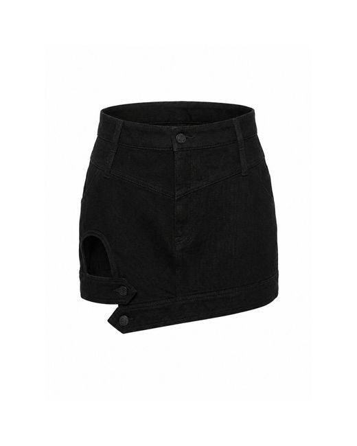 Gao Republic Black Mini Skirt Cut-Out Denim
