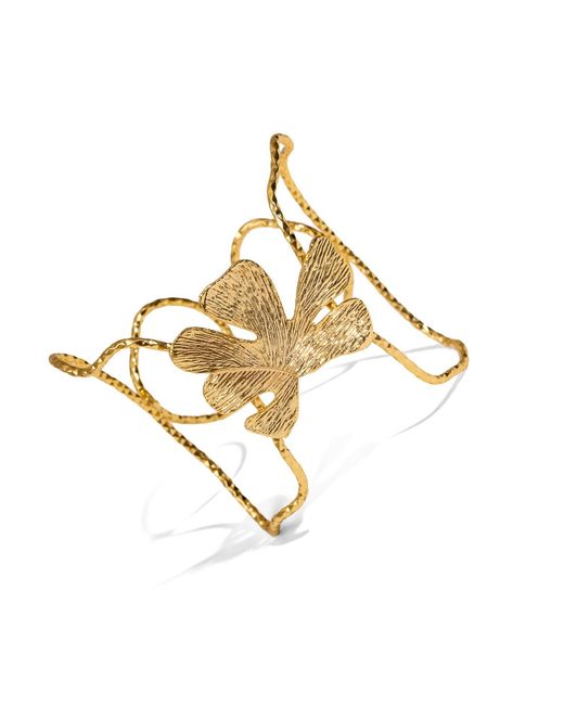 Ebru Jewelry Metallic Eternal Leaves Arm & Cuff Bracelet