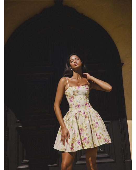 Miss Circle New York Multicolor Valda & Print Linen Mini Dress With Pockets