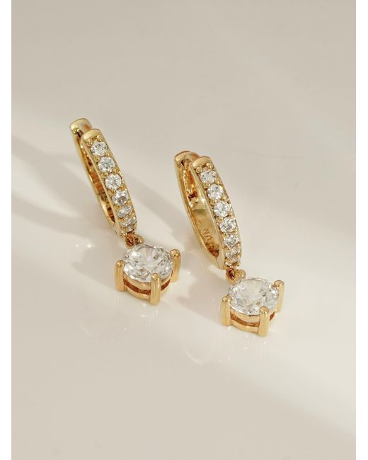 Diamonbliss Metallic Round Cut Dangle Hoop Earrings With Swarovski Three And Half Carats, Plated