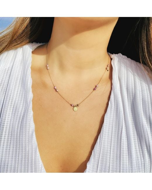 Olivia Le Metallic Journey Phosphosiderite Beaded Necklace With Coin