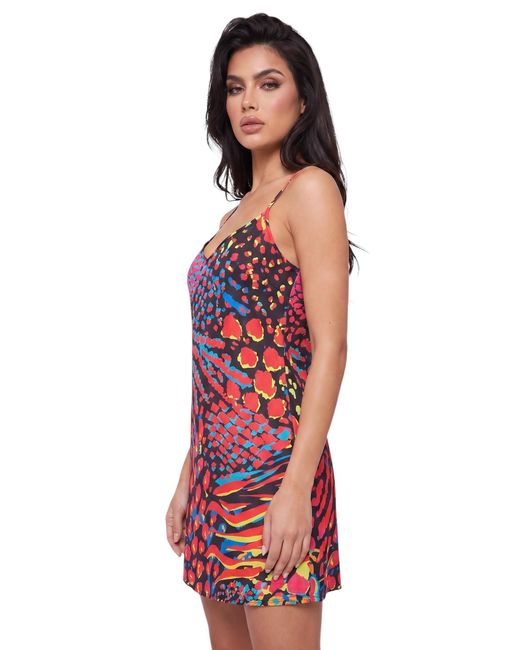 Any Old Iron Red Neon Animal Short Dress