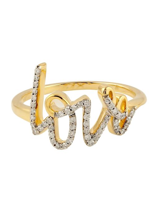 Artisan Metallic Diamond “Love” Script Ring