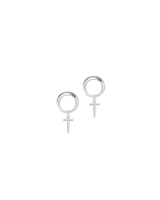 Argento Vivo Metallic Mini Drop Cross Earrings