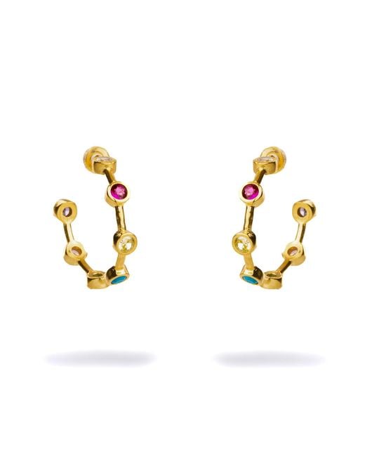 Ebru Jewelry Metallic Multi Gemstone Hoop Joy Earrings