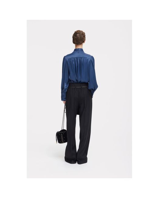 Julia Allert Blue Silk Organza Tie Front Shirt –