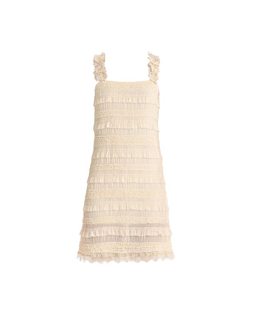 Lalipop Design Natural Neutrals Ruffled Textured Mini Dress