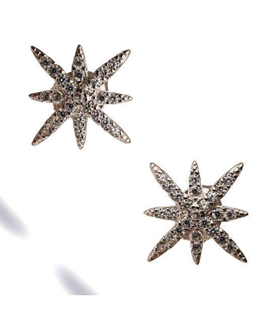 Ebru Jewelry White Guidance North Star Sterling & Diamond Stud Earrings