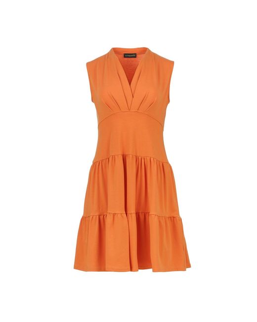 Conquista Orange Dark Jersey Dress – Above Knee, Relaxed Fit, Cotton Blend
