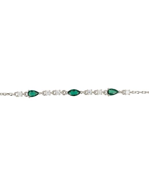 Latelita London Metallic Olivia Gemstone Bracelets Silver Emerald & White Cz