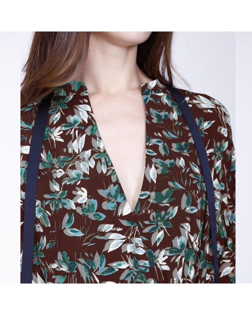 Smart and Joy Multicolor Leaves Print Tunic Dress