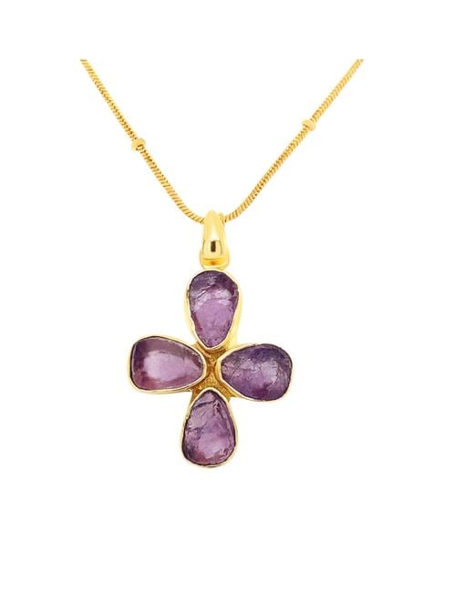 GEM BAZAAR Metallic Amethyst Cross Pendant
