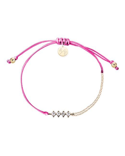 Adriana Pappas Designs Pink Cz Crystal Bar Bracelet On Colored Cord
