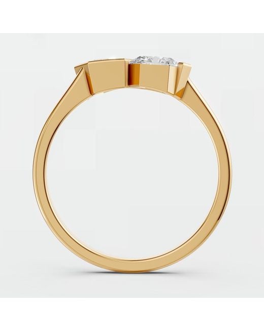 Aya Fine Jewelry Metallic Hexagon Lab Diamond Toi Et Moi Wedding Ring