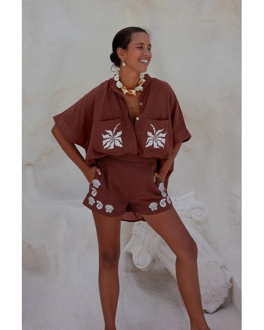 Palm Collective Brown Summer Blouse