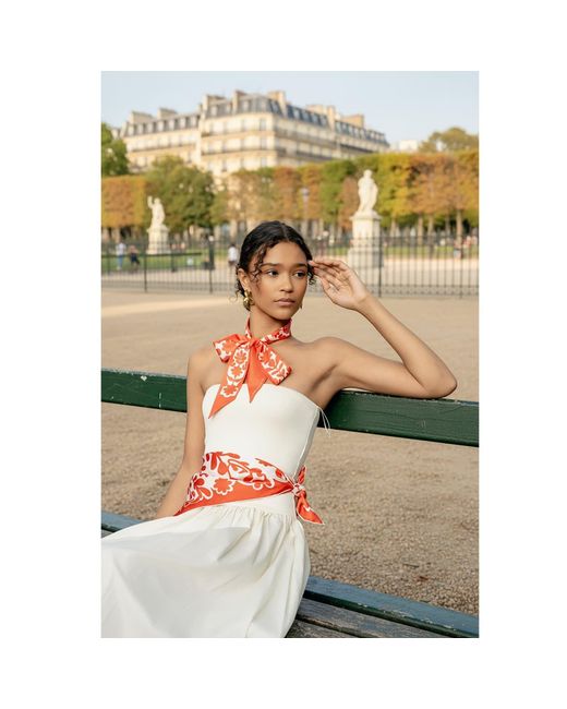Jessie Zhao New York Red Double Sided Silk Scarf Blessing