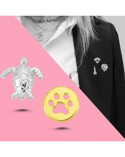Ecce | Artisan Diamonds Metallic 925K Sterling Cute Paw Mini Pin